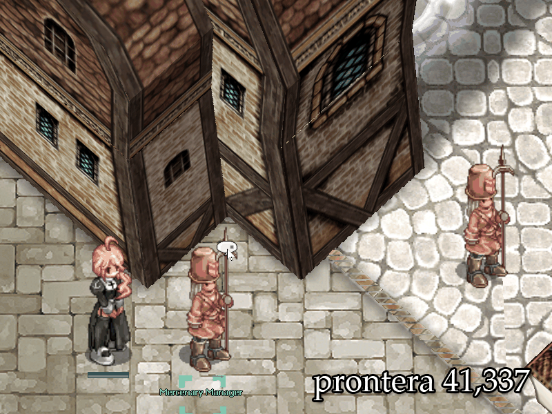 El Mercenary Manager de los lanceros en prontera, coordenadas 41 337, junto a un soldado con lanza